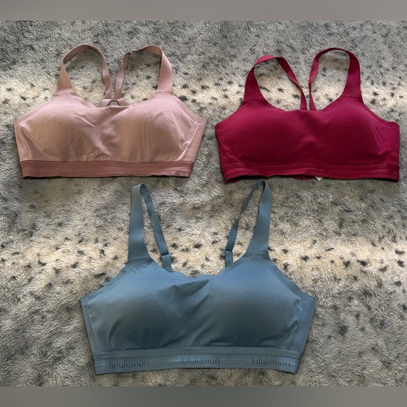 36D lululemon athletica Set of 3 Sports Bras Great Condition Blue Pink Maroon 😍 - Picture 15 of 15